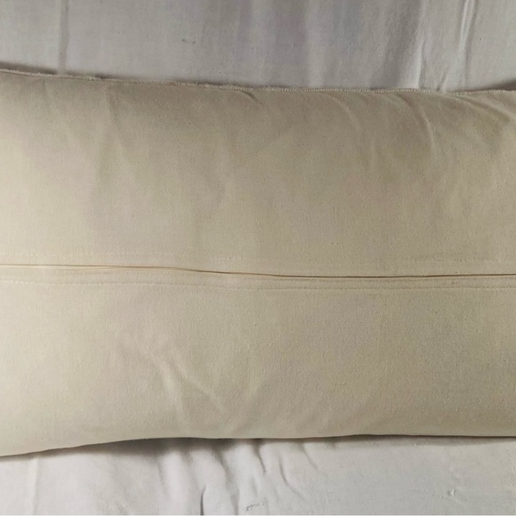 Vintage textured cotton rectangular pillow tassels at ends feather down insert - Picture 10 of 12